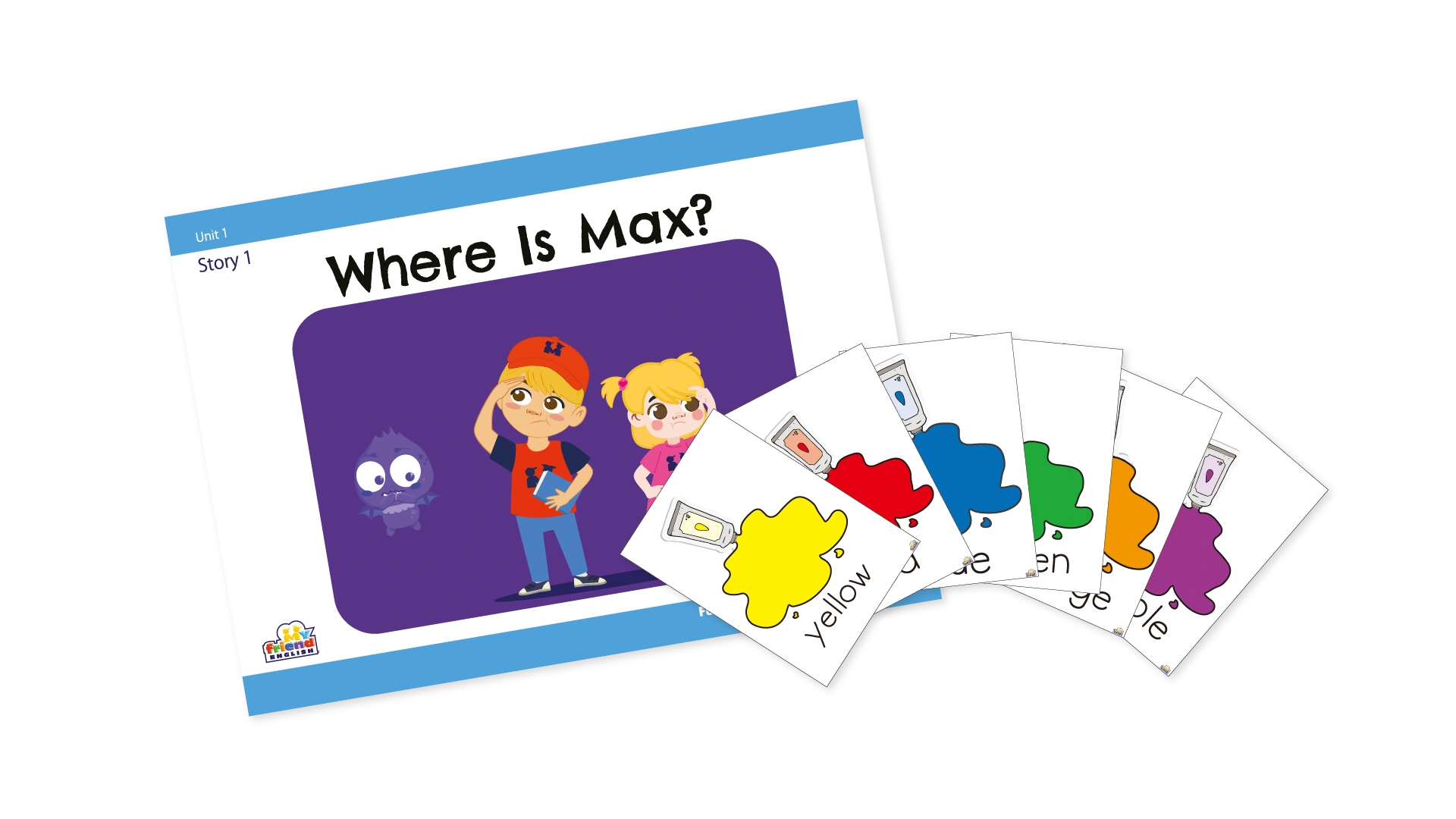 Month 1 Where is Max? と色のフラッシュカード